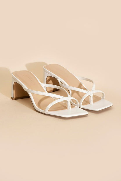 Emy Square Toe Thong High Heel Sandals