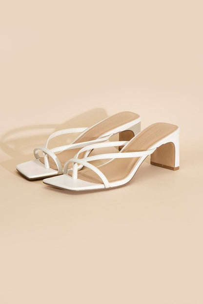 Emy Square Toe Thong High Heel Sandals