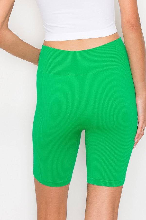 Casual Basics Seamless Rib Knit High Waist Biker Shorts
