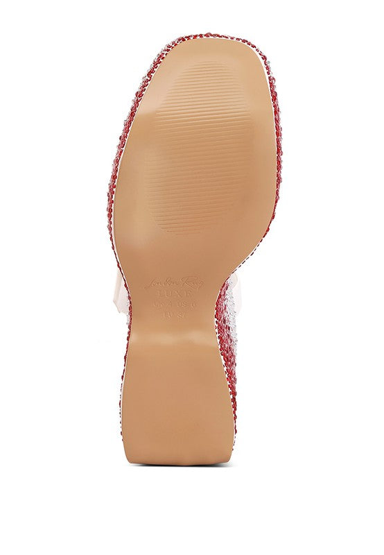 Hard Candy Rhinestones Embellished Ultra High Wedge Sandals