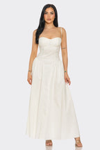 Marjorie Sweetheart Neckline Drop Waist Poplin Maxi Dress