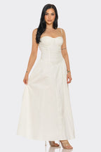 Marjorie Sweetheart Neckline Drop Waist Poplin Maxi Dress