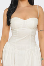 Marjorie Sweetheart Neckline Drop Waist Poplin Maxi Dress
