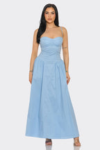 Marjorie Sweetheart Neckline Drop Waist Poplin Maxi Dress