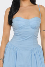 Marjorie Sweetheart Neckline Drop Waist Poplin Maxi Dress