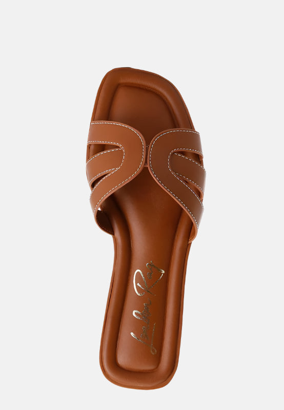 Aura Faux Leather Flat Sandals