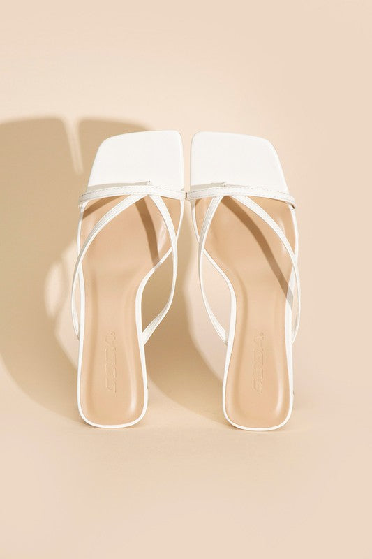 Emy Square Toe Thong High Heel Sandals