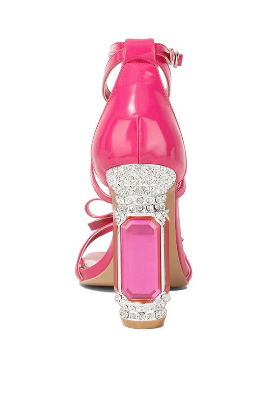 Vegas Barbie T Strap Embellished Heel Sandals