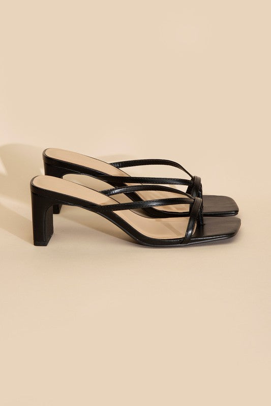 Emy Square Toe Thong High Heel Sandals