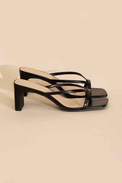 Emy Square Toe Thong High Heel Sandals