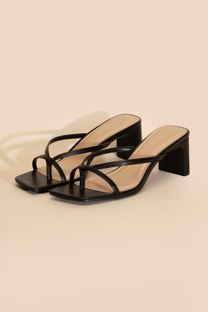 Emy Square Toe Thong High Heel Sandals