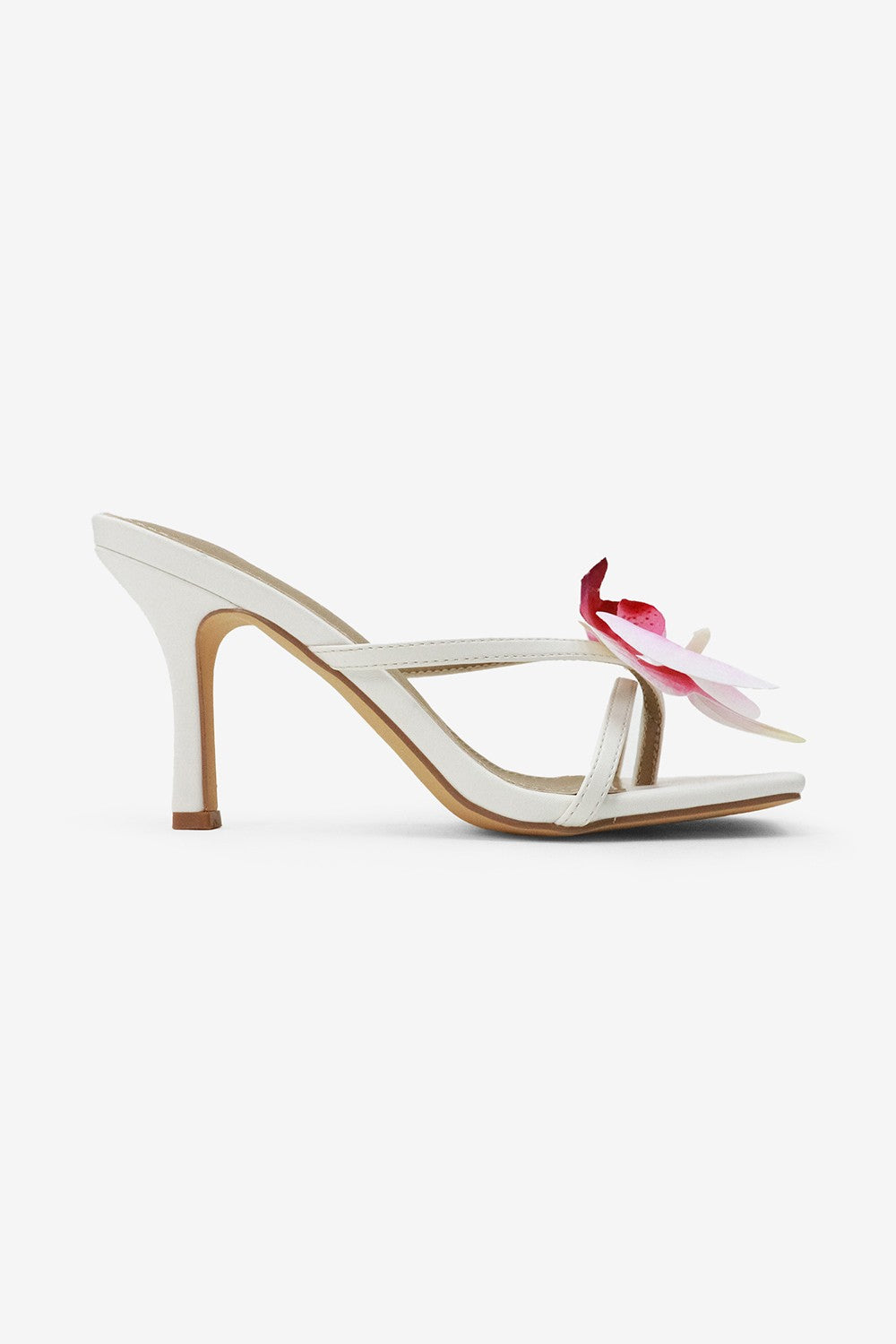 Caribana Flower Butterfly Detail Square Toe High Heel Mules