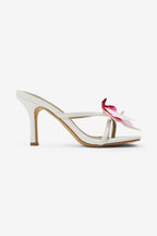 Caribana Flower Butterfly Detail Square Toe High Heel Mules