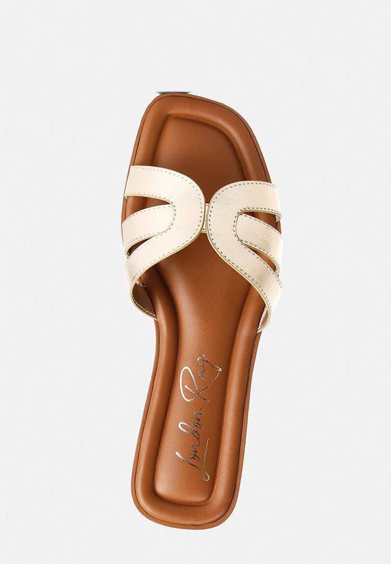 Aura Faux Leather Flat Sandals