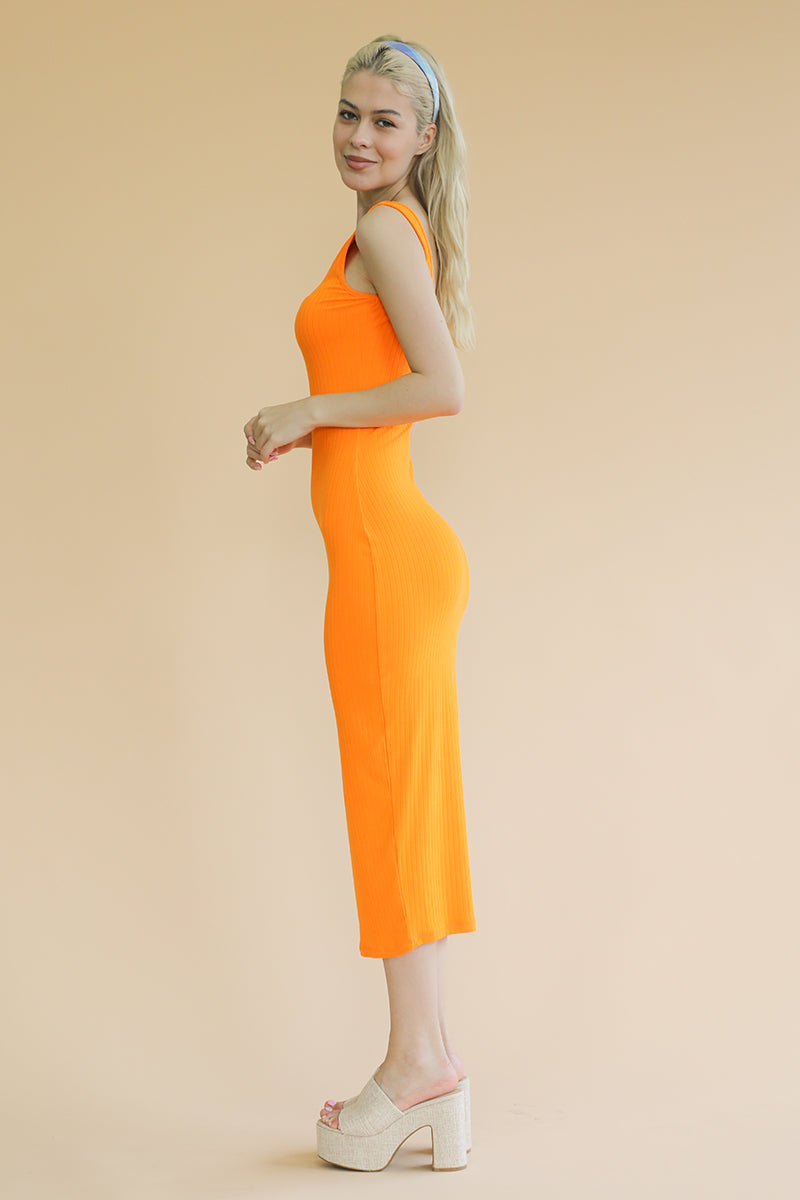 Not So Basic Ribbed Open Back Sleeveless Maxi Dress