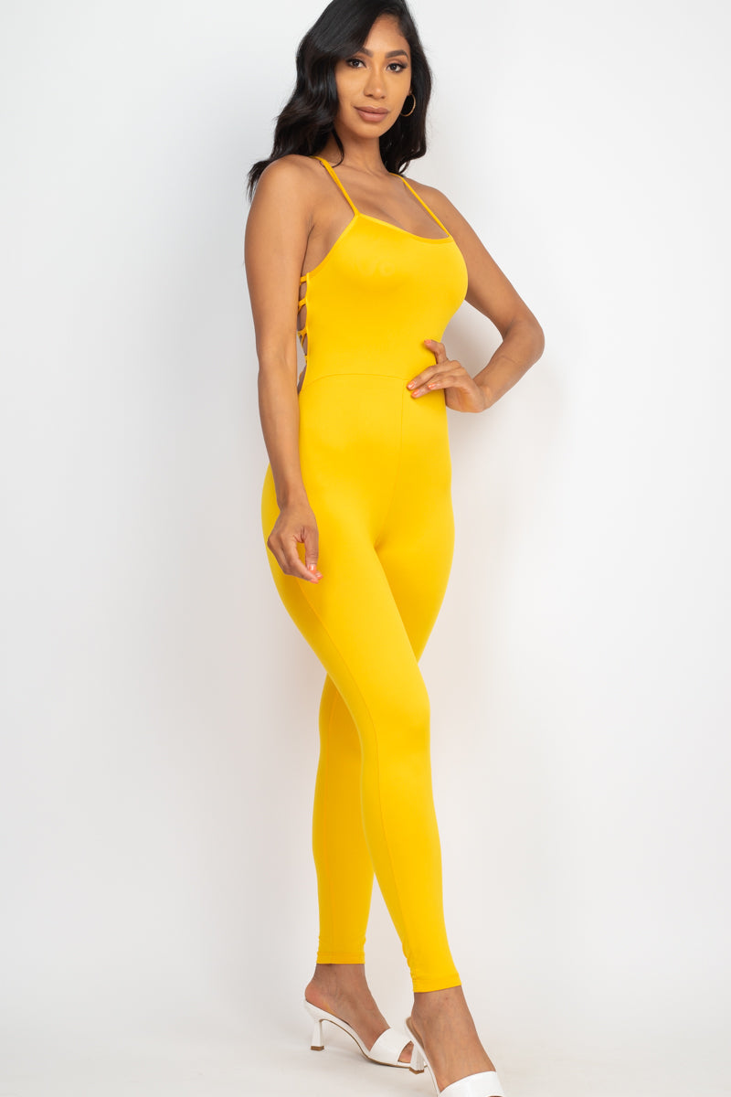 Not So Basic Criss-Cross Open Back Bodycon Jumpsuit