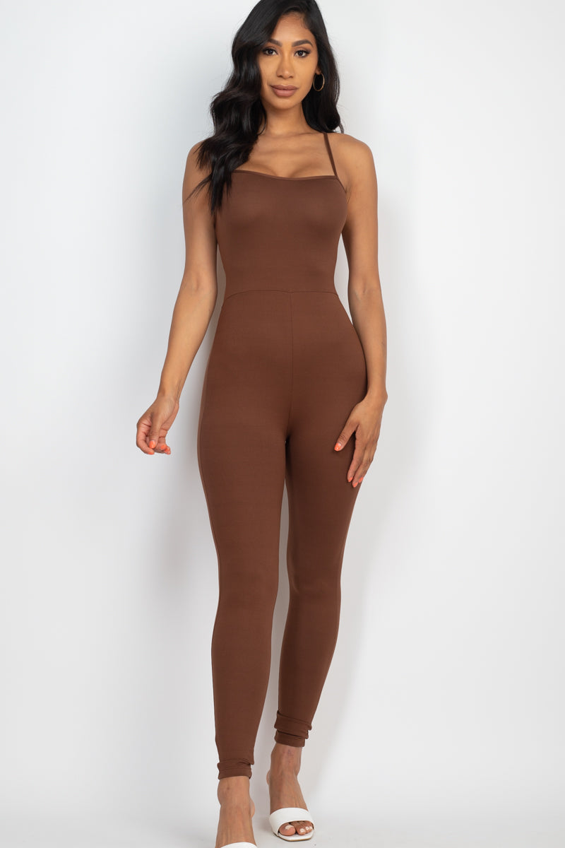 Not So Basic Criss-Cross Open Back Bodycon Jumpsuit