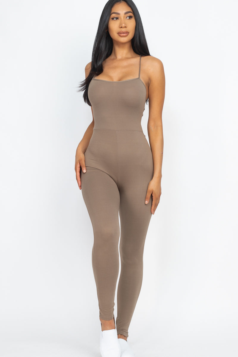 Not So Basic Criss-Cross Open Back Bodycon Jumpsuit