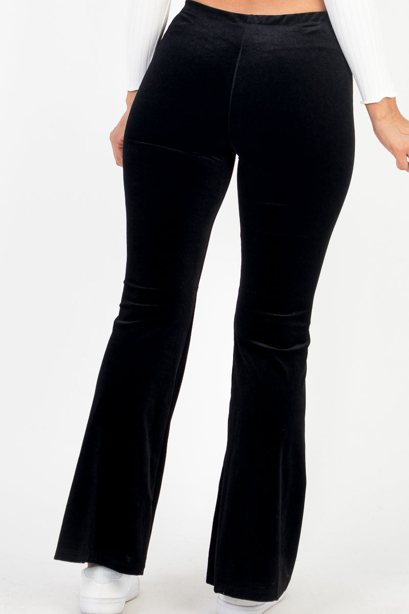 Casual Chic High Waisted Soft Knit Flare Leg Pants