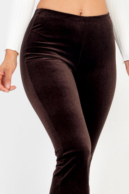 Casual Luxe High Waisted Velvet Knit Flare Leg Pants