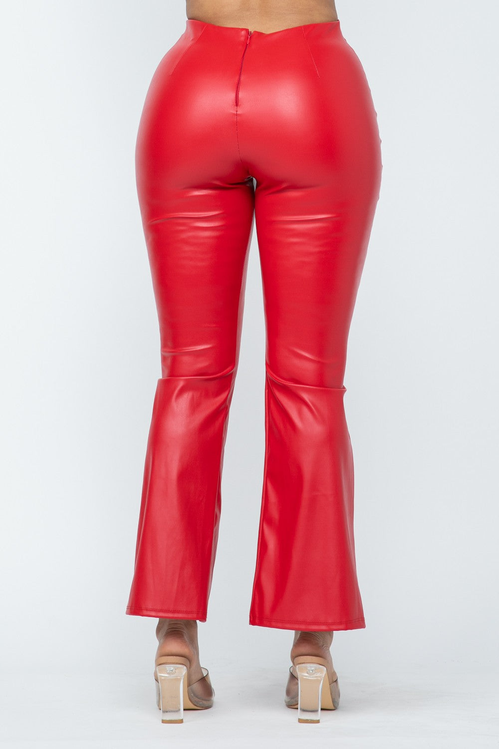 Monica Split Hem High Waist Faux Leather Pants