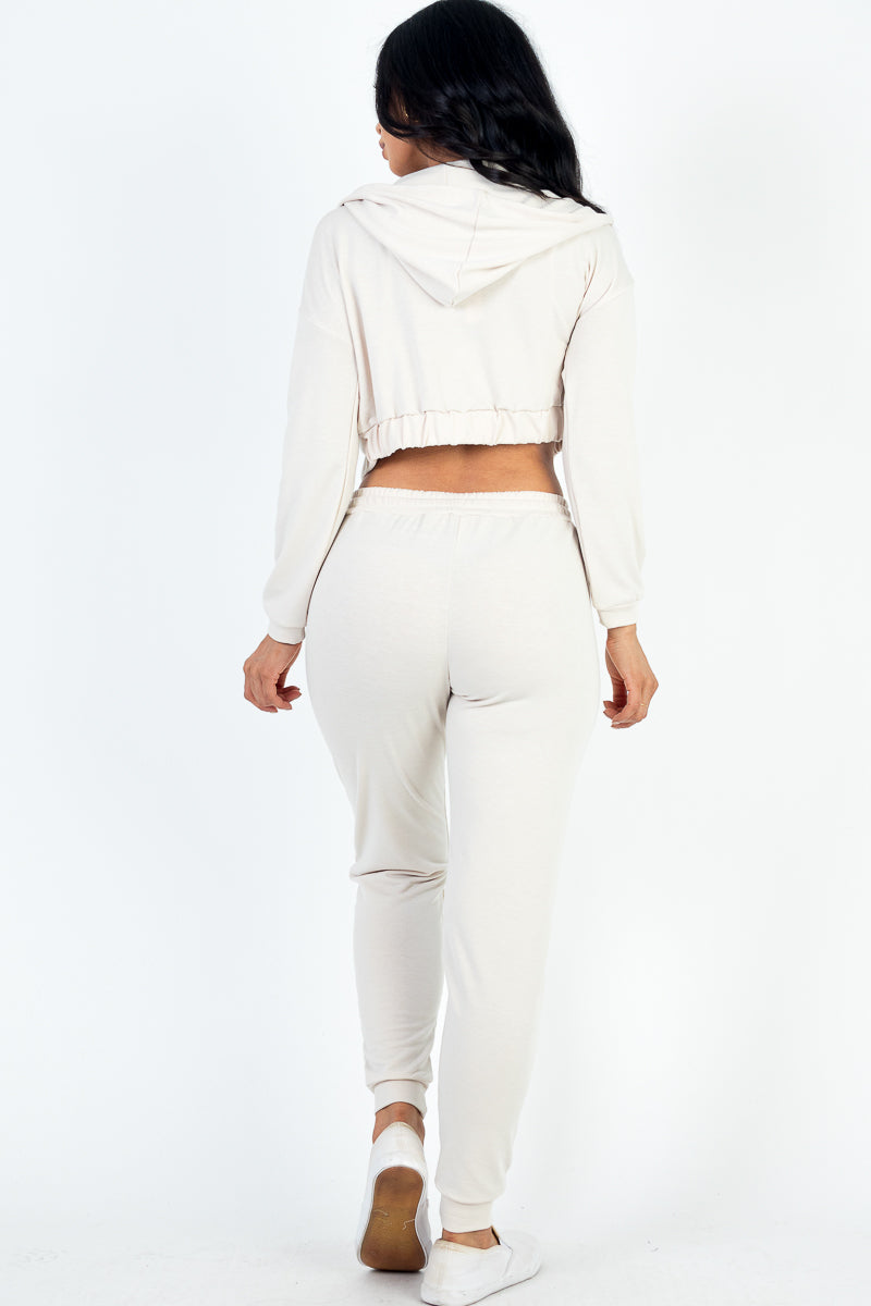 Casual Basics Cropped Jacket, Cami & Joggers 3 Piece Lounge Set