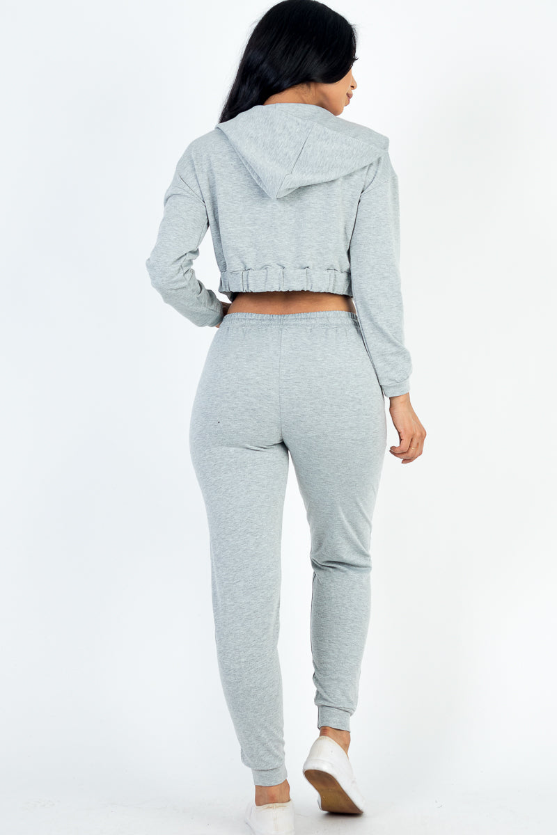 Casual Basics Cropped Jacket, Cami & Joggers 3 Piece Lounge Set