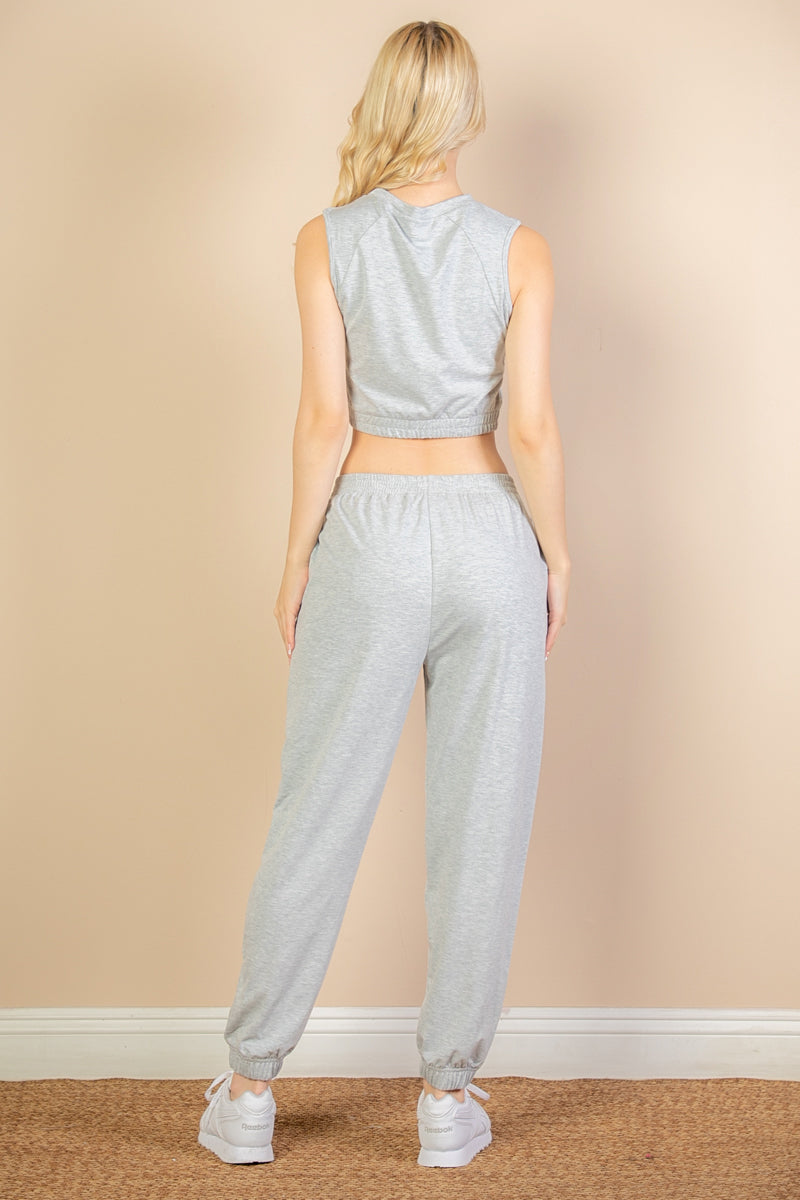 Casual Basics French Terry Tank Top &amp; Joggers Set
