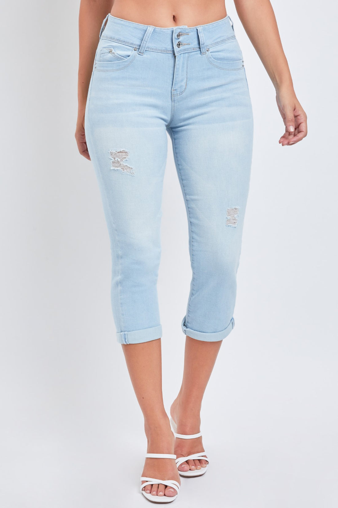 Gina Butt Lifting Rolled Hem High Waisted Capri Jeans