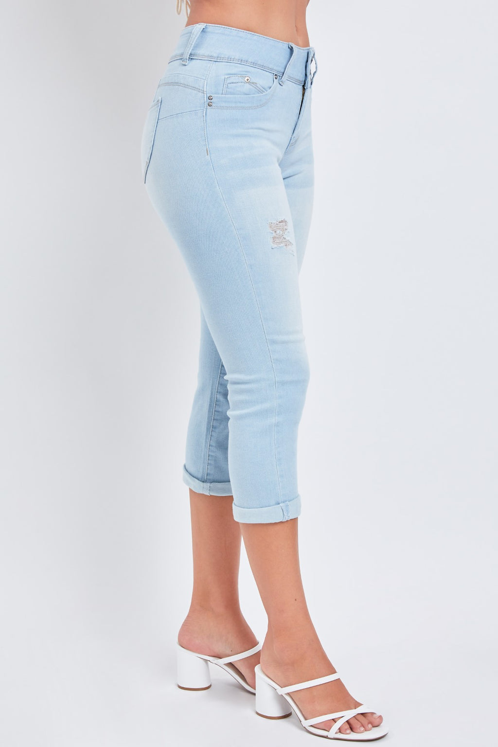 Gina Butt Lifting Rolled Hem High Waisted Capri Jeans