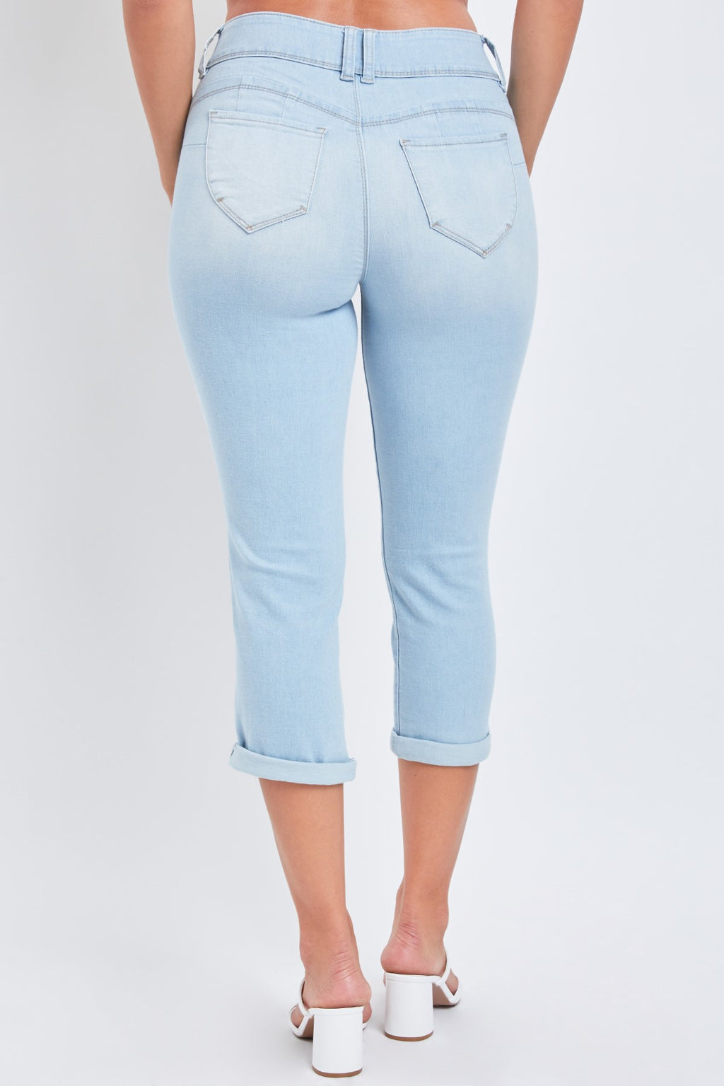 Gina Butt Lifting Rolled Hem High Waisted Capri Jeans