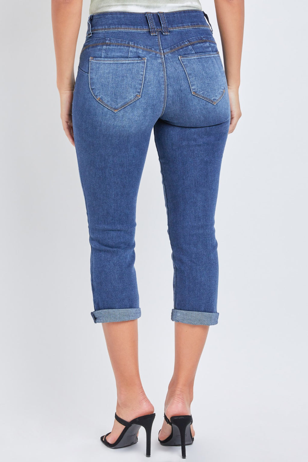 Gina Butt Lifting Rolled Hem High Waisted Capri Jeans