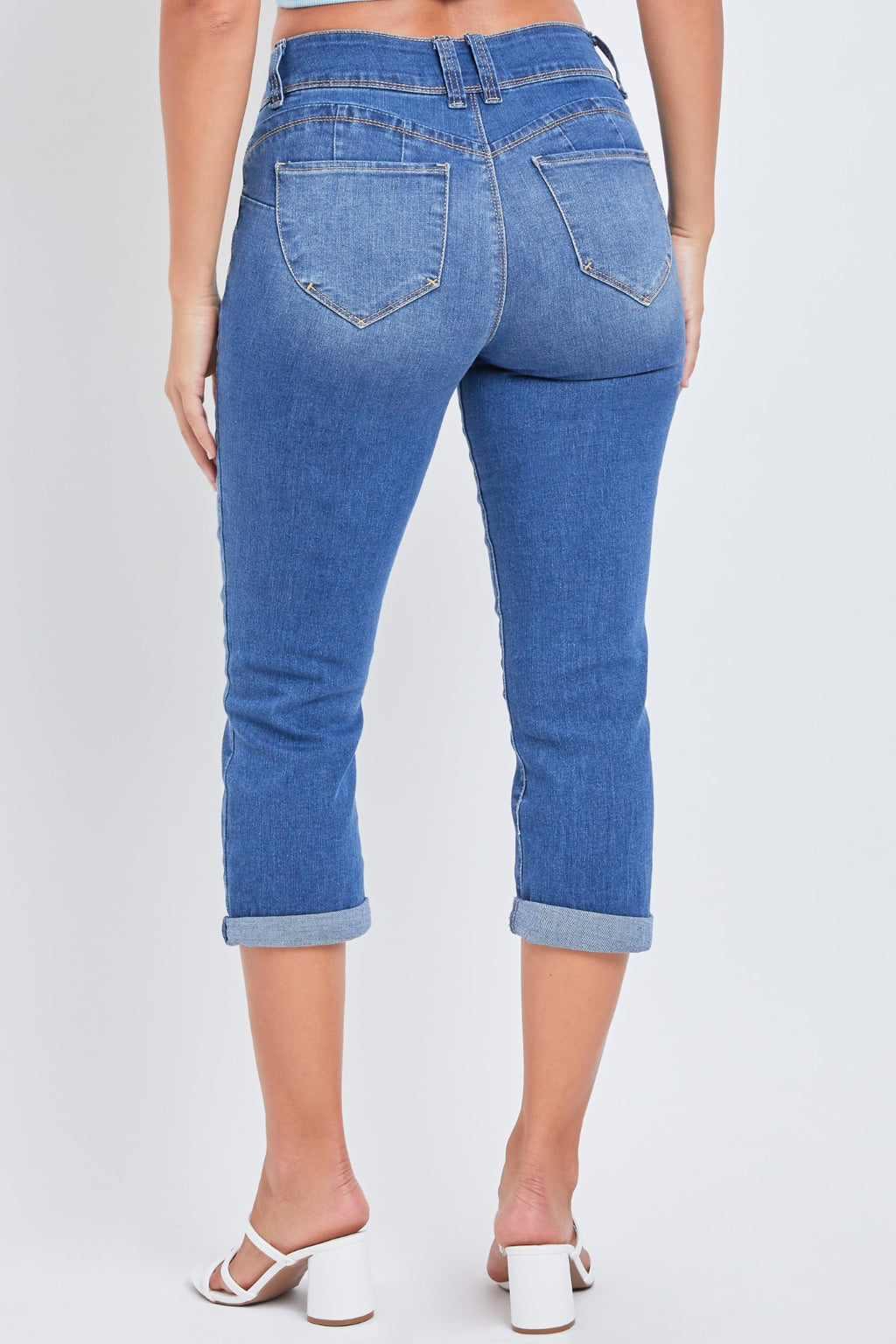 Gina Butt Lifting Rolled Hem High Waisted Capri Jeans