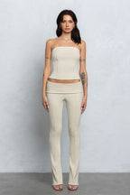 Elliana Strapless Jersey Knit Two Piece Foldover Pant Set