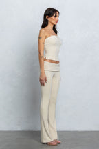 Elliana Strapless Jersey Knit Two Piece Foldover Pant Set