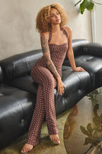 Billie Halter Neck Polka Dot Top And Foldover Pants Set