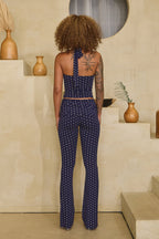 Billie Halter Neck Polka Dot Top And Foldover Pants Set