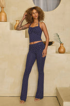 Billie Halter Neck Polka Dot Top And Foldover Pants Set
