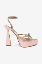 Candy Rhinestones Bow Clear Strappy High Heel Pumps