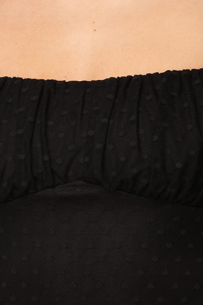 Harriet Luxe Polkadot Mesh Puff Sleeve Bodysuit