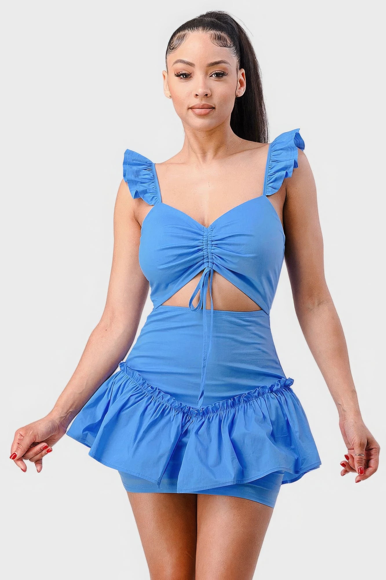 Ethereal Flutter Sleeves Cutout Mini Dress