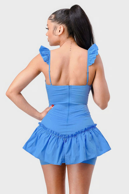 Ethereal Flutter Sleeves Cutout Mini Dress