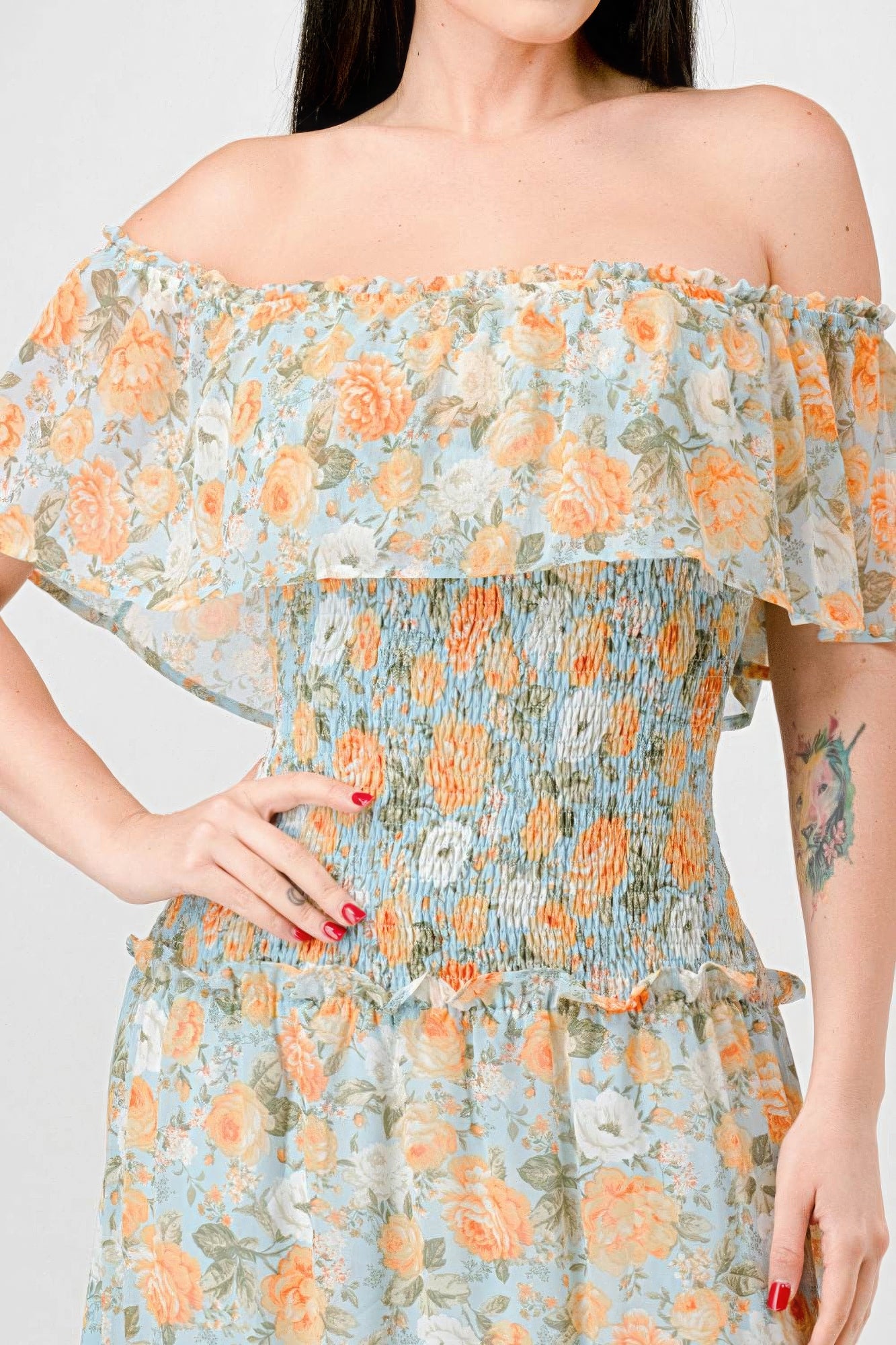 Nirvana Off Shoulder Ruffled Tiered Maxi Dress