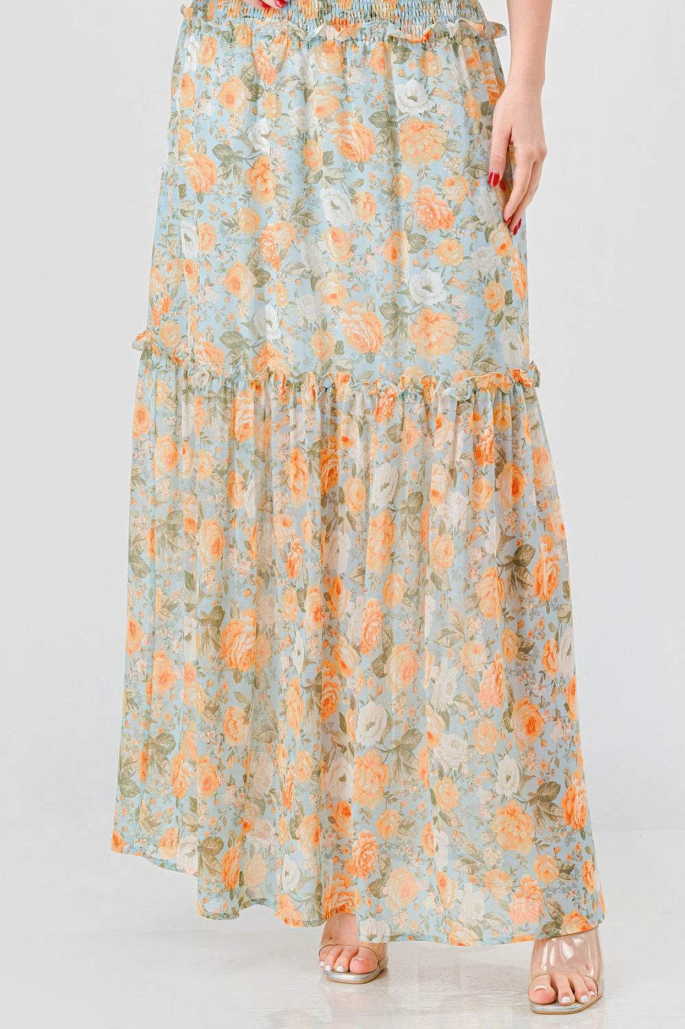 Nirvana Off Shoulder Ruffled Tiered Maxi Dress