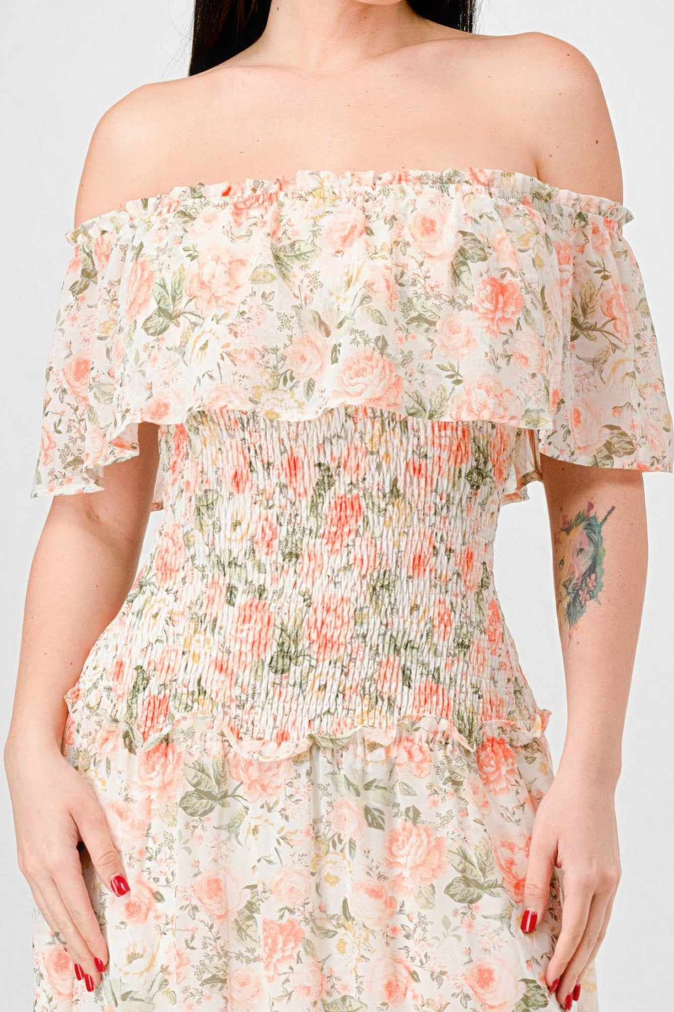 Nirvana Off Shoulder Ruffled Tiered Maxi Dress
