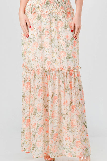 Nirvana Off Shoulder Ruffled Tiered Maxi Dress