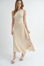 Aryana Mock Neck Multi Side Slit Bodycon Maxi Dress