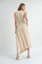 Aryana Mock Neck Multi Side Slit Bodycon Maxi Dress