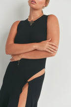 Aryana Mock Neck Multi Side Slit Bodycon Maxi Dress