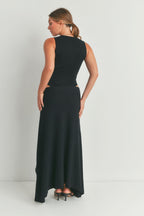 Aryana Mock Neck Multi Side Slit Bodycon Maxi Dress